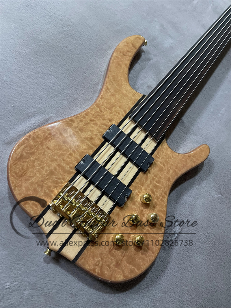 Bass Guitar Fretless - 6 Telli Fretless Bas Gitar, Kapitone