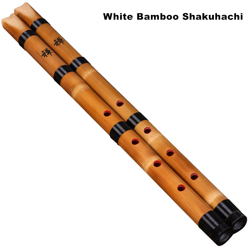 Musical Instrument Japanese - El yapımı Doğal Beyaz Bambu Shakuhachi