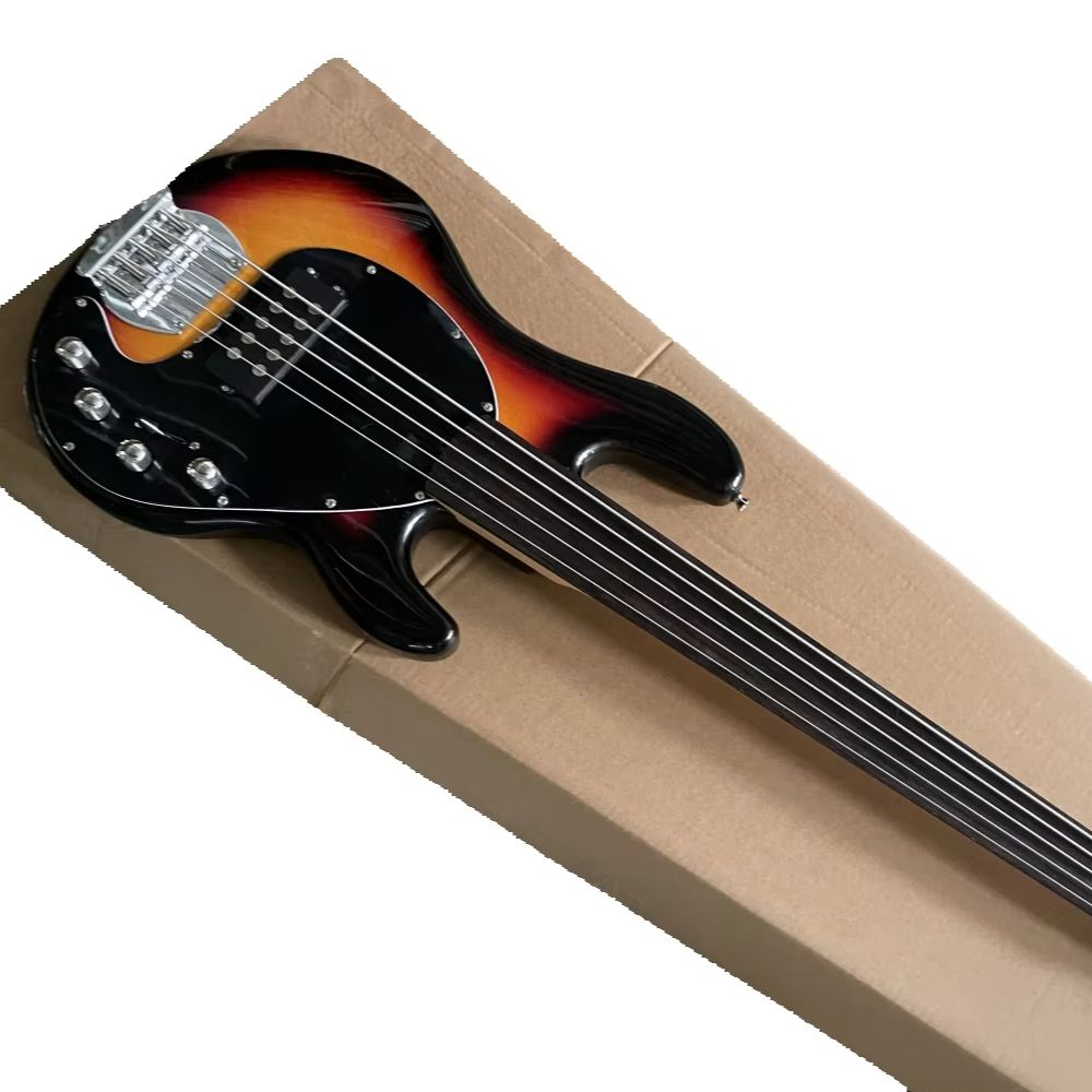 Bass Guitar Fretless - 5 telli sunset bas gitar, fretsiz